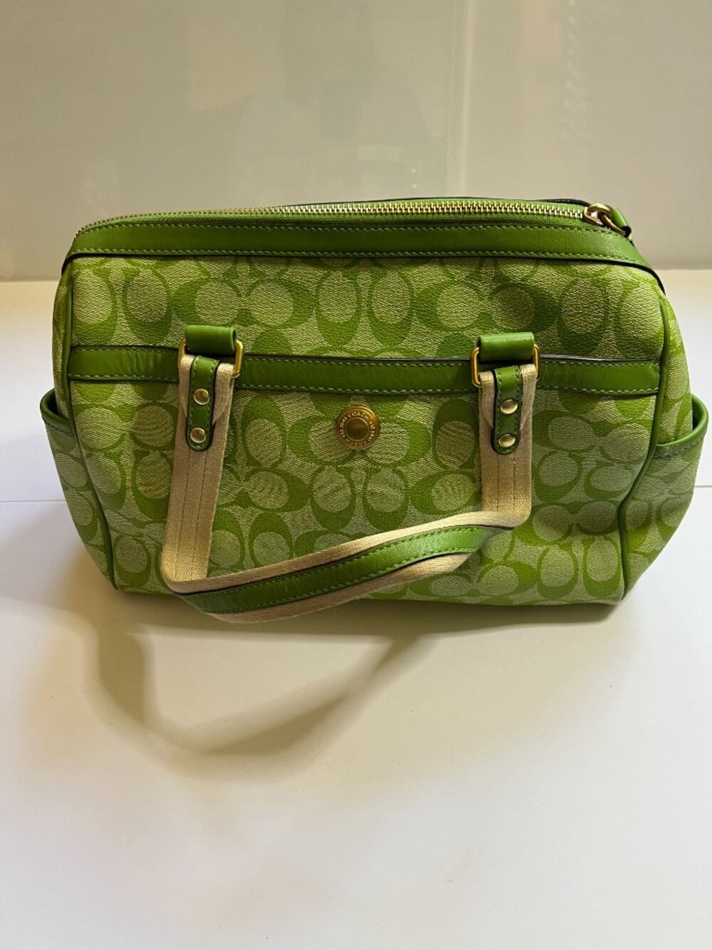 Coach Green Signature Heritage Satchel (Model 13190), - Picture 6 of 7